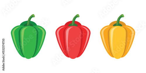 Pepper bell icon set collection in flat style. Fresh paprika vector illustration on isolated background. Healthy food sign business concept.
