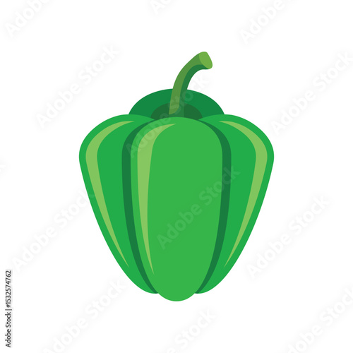 Green pepper bell icon in flat style. Fresh paprika vector illustration on isolated background. Healthy food sign business concept.