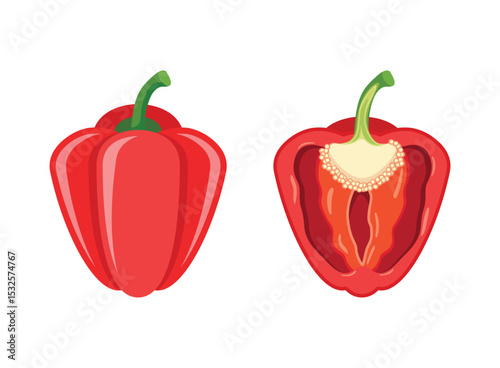 Red pepper bell icon in flat style. Fresh paprika vector illustration on isolated background. Healthy food sign business concept.