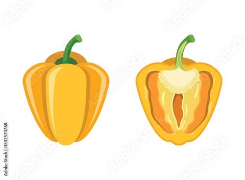 Yellow pepper bell icon in flat style. Fresh paprika vector illustration on isolated background. Healthy food sign business concept.