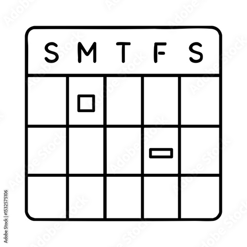 Weekly calendar icon showing weekdays for scheduling and planning