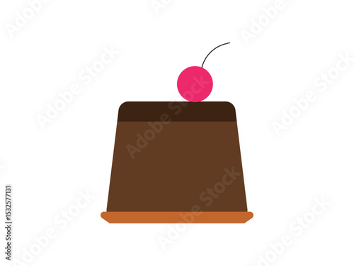 さくらんぼが乗ったチョコレートプリンのアイコンのイラスト
