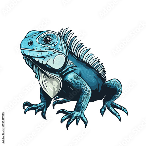 N Iguana 2D flat vector illustration, isolated on a white background.