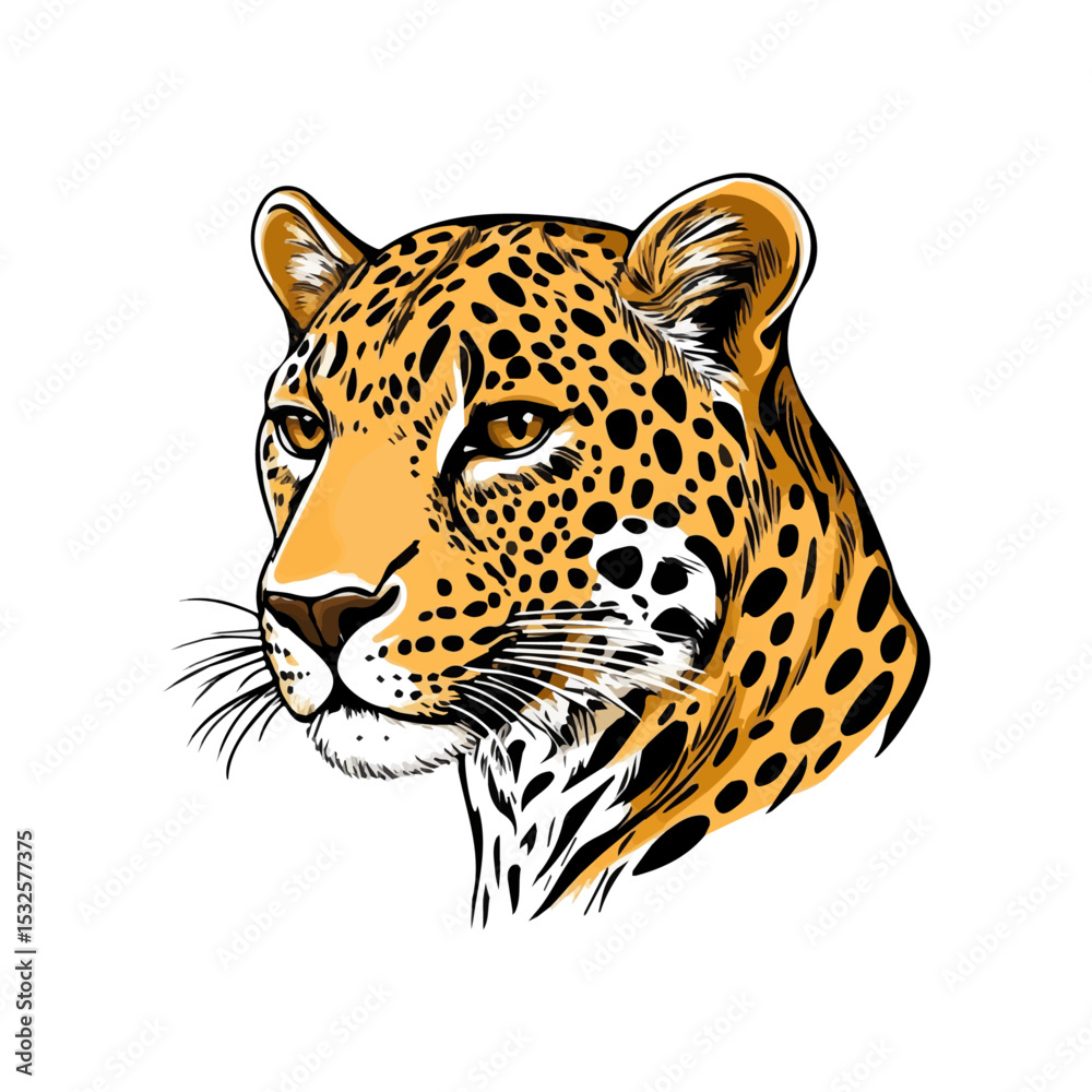 Leopard illustration vector 2D flat, isolated on a white background.