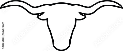 Texas Longhorn Line Art: A minimalist outline of a powerful Texas longhorn, with its signature, majestic horns. Bold lines create a striking and iconic symbol.
