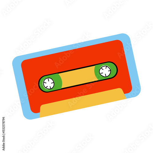 Nostalgic audio cassette tape design with vibrant colors for retro music enthusiasts