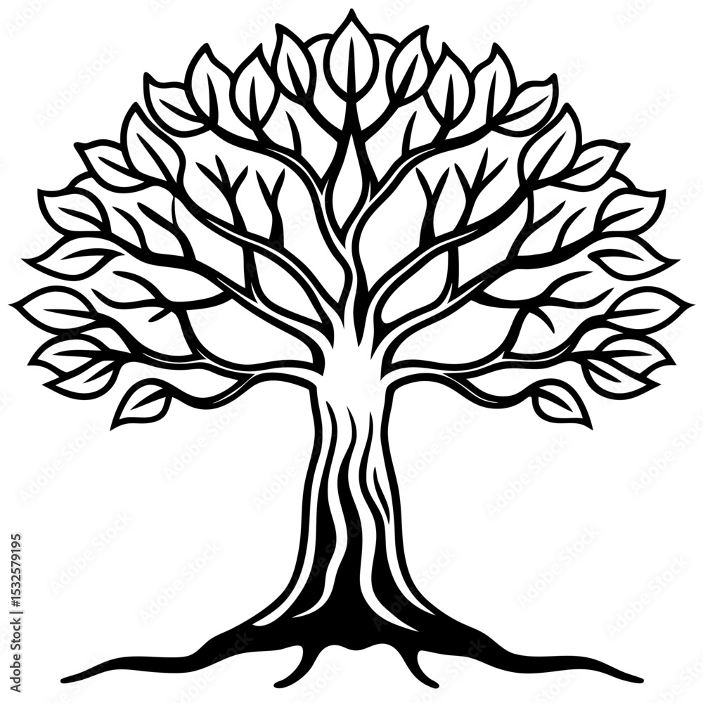 Obraz premium Spiritual Banyan Icon in Vector Form
