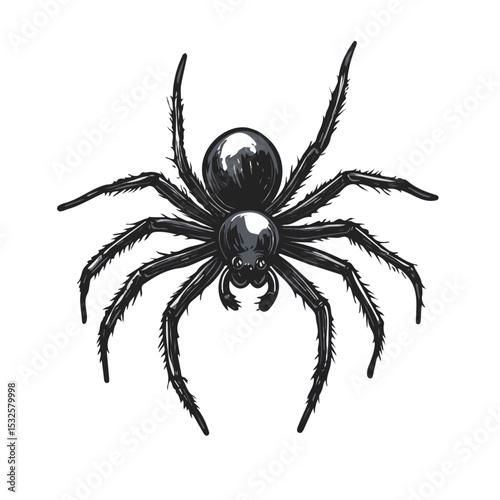 Halloween Spider Doodle vector 2D flat illustration, isolated on a white background.