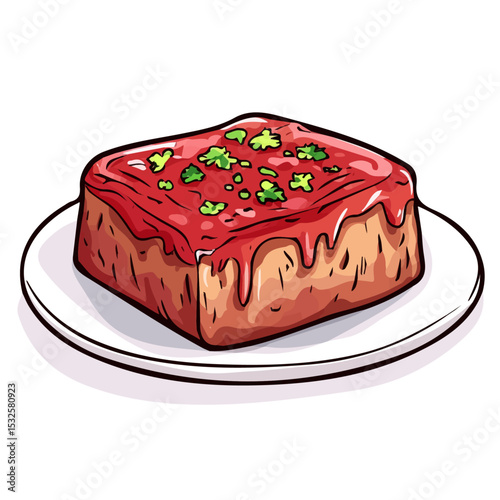 2D flat Meatloaf Doodle illustration vector, isolated on a white background.