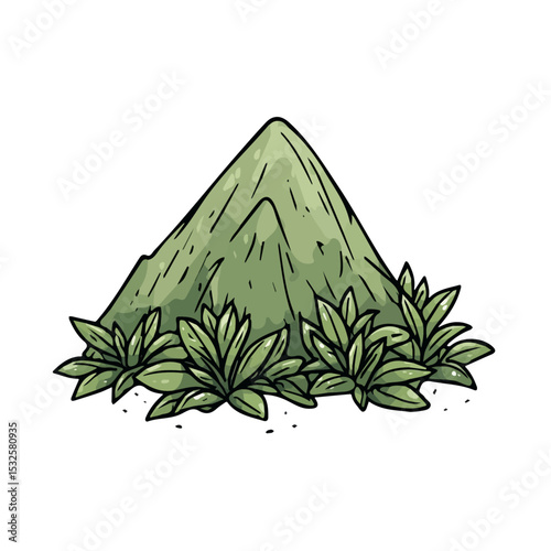 2D flat Mountain Savory Doodle illustration vector, isolated on a white background.