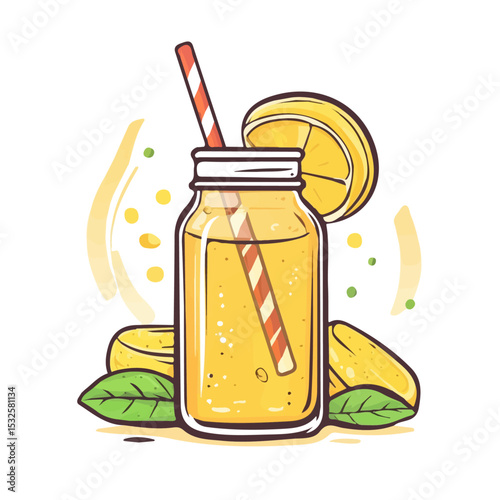 2D flat vector illustration of Ginger Ale Doodle, isolated on a white background.