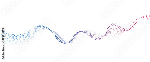 Flowing Dot Wave halftone gradient pattern on transparent background	
