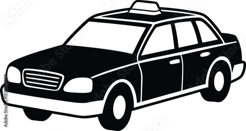Taxi – black silhouette on white background