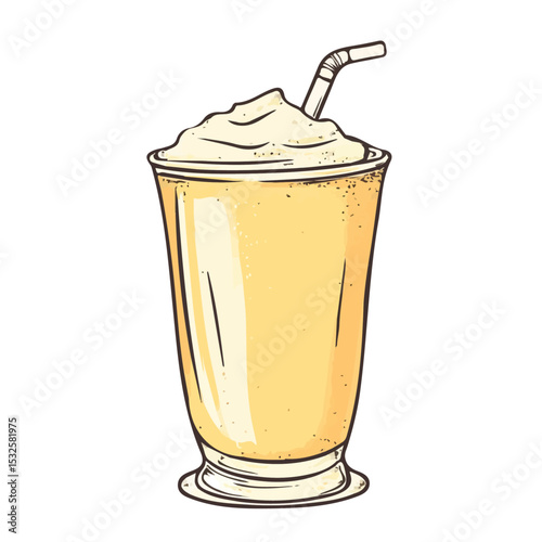 2D flat Lassi Drink Doodle vector illustration, isolated on a white background.