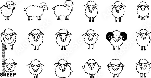 set of Sheep logo icon template. vector png clip art
