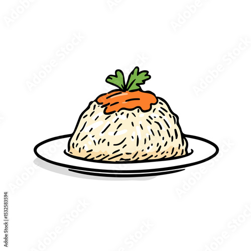 2D flat vector illustration of Plov Doodle, isolated on a white background.