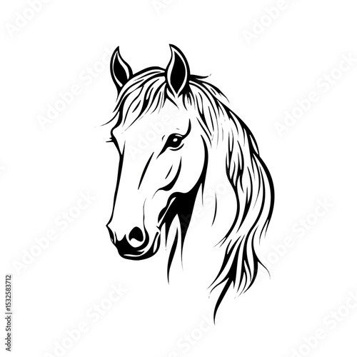 Horse Doodle vector 2D flat illustration, isolated on a white background.