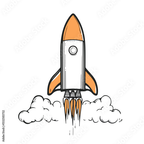 Fototapeta Naklejka Na Ścianę i Meble -  2D flat Launch Pad Doodle vector illustration, isolated on a white background.