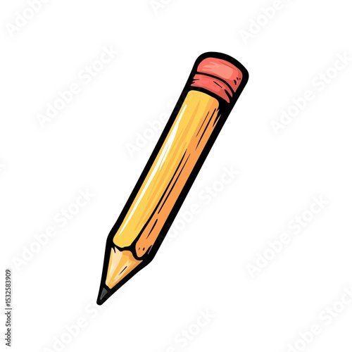 Pencil Doodle illustration vector 2D flat, isolated on a white background.