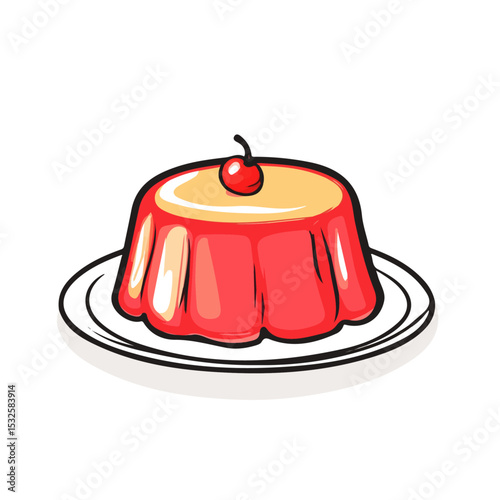 2D flat Jello Doodle vector illustration, isolated on a white background.