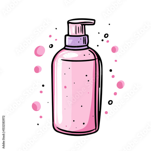 Makeup Remover Doodle 2D flat vector illustration, isolated on a white background.