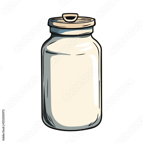 Milk Can Doodle vector 2D flat illustration, isolated on a white background.