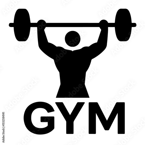 Black and white vector silhouette of a GYM Bodybuilder on white background