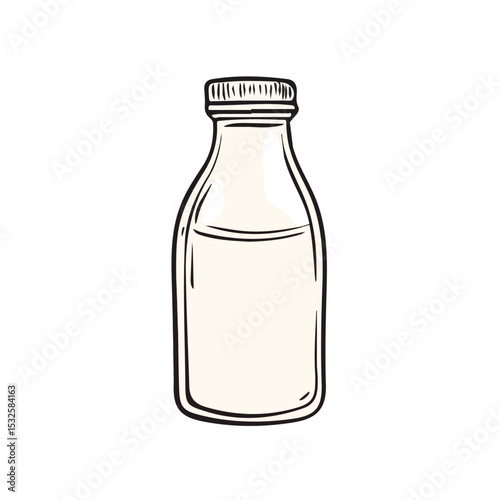2D flat vector illustration of Milk Doodle, isolated on a white background.