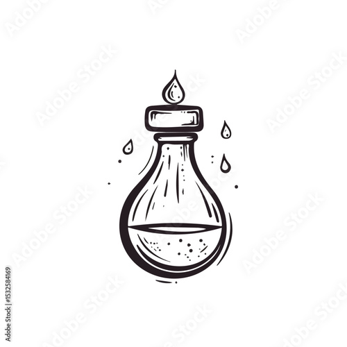 2D flat Liquid Medicine Doodle illustration vector, isolated on a white background.