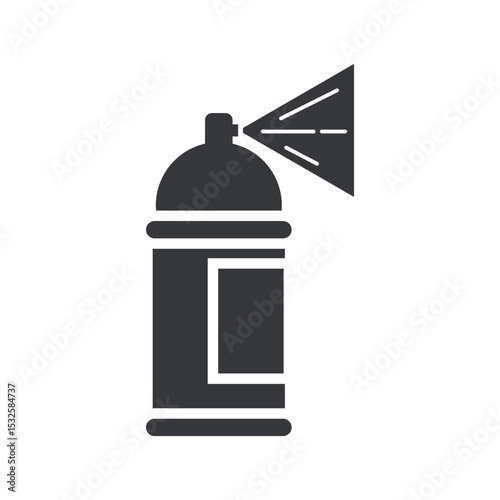 Isolated pictogram icon of spray paint can on wall, commonly used as symbol for graffiti, street expression, and creative urban art