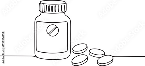 Pain Killer Medicine Icon Line Drawing Vector