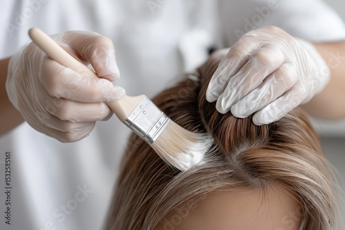 Professional hair coloring procedure in a modern salon setting