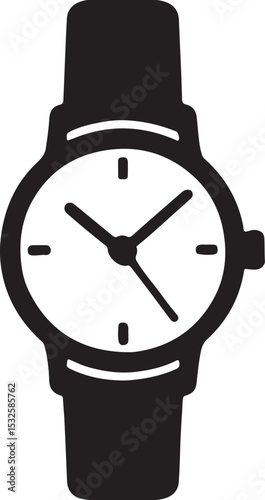 Minimalist Watch Icon Silhouette Vector