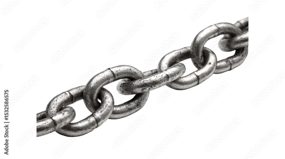 Obraz premium Macro Shot of a Metal Chain on Transparent Background