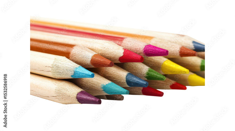 Fototapeta premium Close Up of Colored Pencils on Transparent Background
