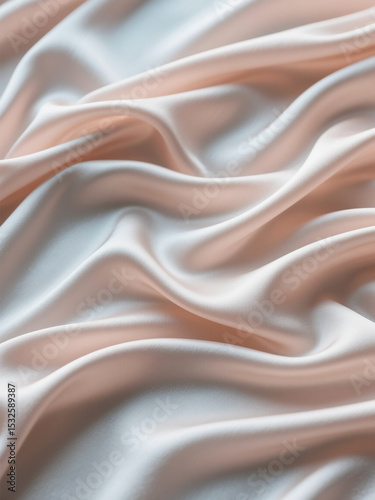 Wavy silk fabric background with soft folds and pastel colors. Elegant, luxurious texture perfect for wallpapers, fashion design, creative projects, and sophisticated digital backgrounds.

