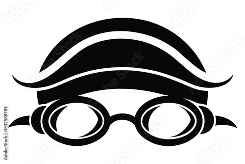 Black Silhouette Design of Cartoonish Wig and Steampunk Goggles with Spikes Detail