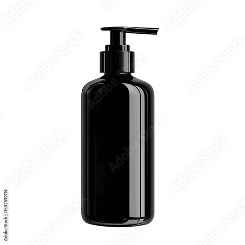 Plastic bottle container in black isolated on transparent background 