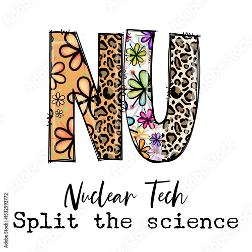Wallpaper Mural Nuclear Tech Split the Science Design with Flowers and Leopard Print Torontodigital.ca