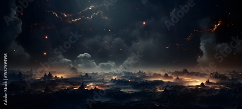 Galaxy Version of orange leaf world, ai generative