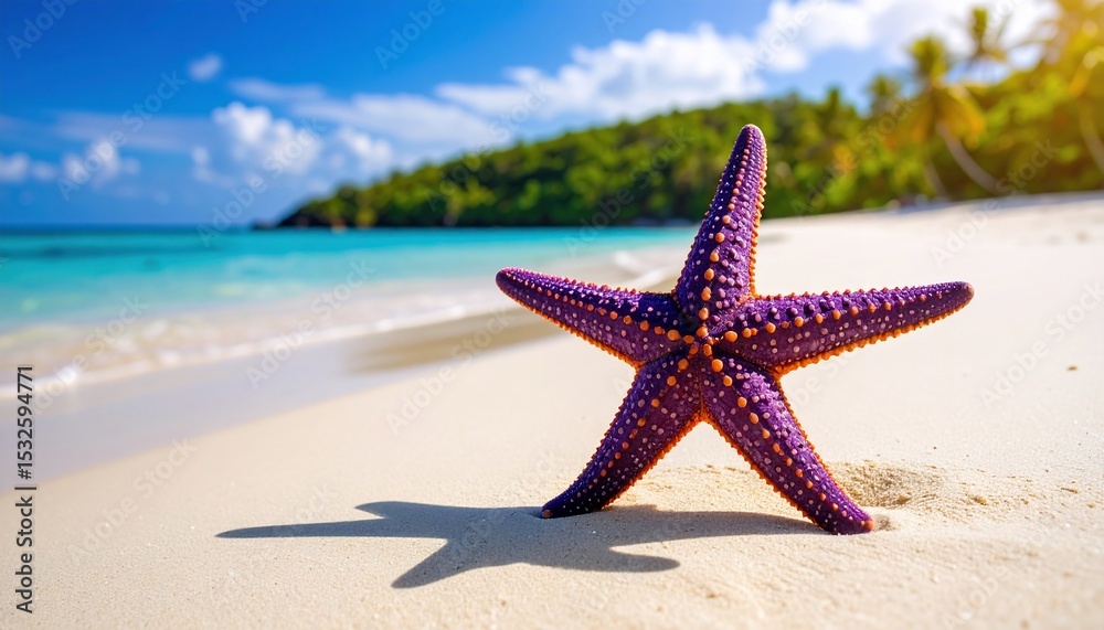 Purple Starfish on a Tropical Beach Paradise Purple Starfish on a Tropical Beach Paradise