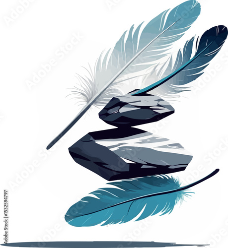 Concept of balance. Symbolic vector of strength and fragility in harmony.