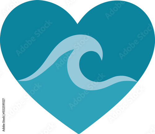 Vector of blue ocean heart icon. 