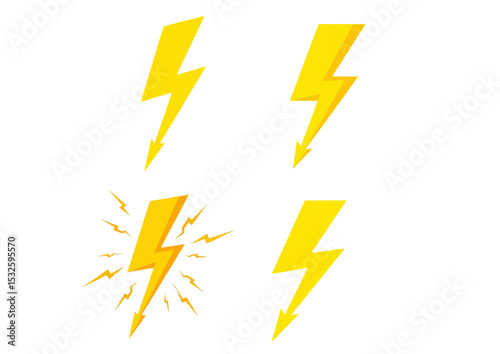 Thunderbolt illustration with jagged edges in bright yellow color, symbolizing aggressive energy
