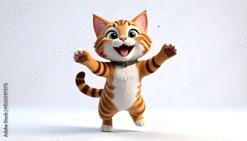 Cute cartoon cat jumping photo