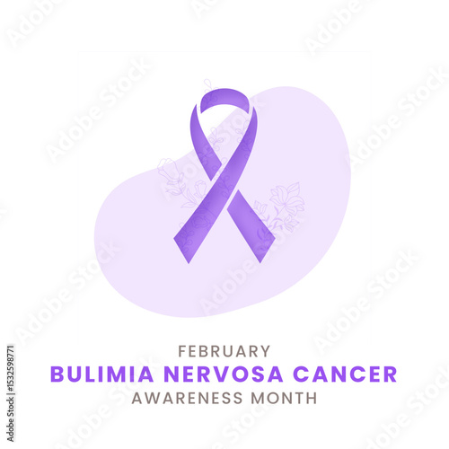 Light purple ribbon with white background awareness graphic for Bulimia Nervosa Awareness Month.