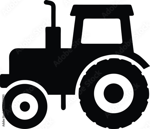 Tractor – black silhouette on white background