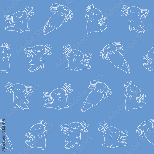 Outline Vector Axolotl Pattern Illustration Seamless for Wallpaper Background Cover Packaging