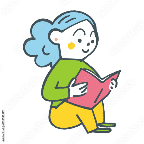 本を読む女の子　ストックイラスト素材
