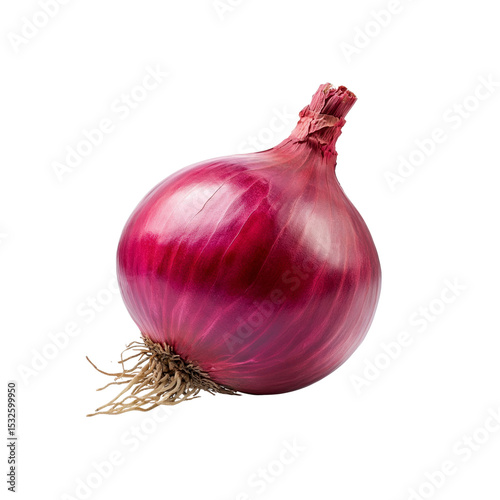 Single Red Onion Isolated on Black Background
